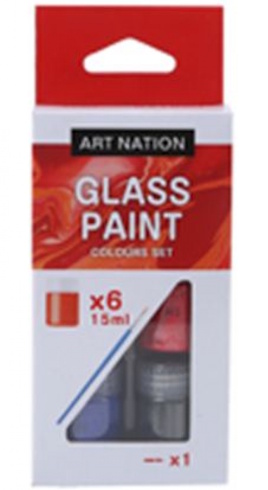 GAS0622 Набір фарб для скла Art Nation 22 мл*6кол.+2 пензлика 1шт/етик.