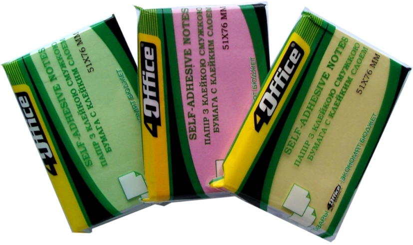 Папір кл, 51х76мм, 100арк, кол, в асорт, 4-421, 4Office