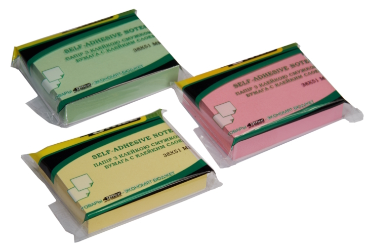 Папір кл, 38х51мм, 100арк, кол. в асорт, 4-420, 4Office