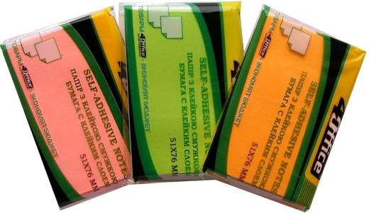 Папір кл., 51х76мм, 80арк, неон, кол. асорті, 4-422-22N, 4Office