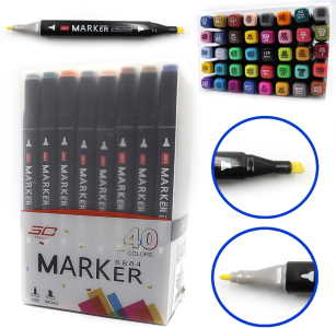 7368-40 Набір скетч маркерів двусторон.скош / круглий накін., 40 кол .40шт / етик.
