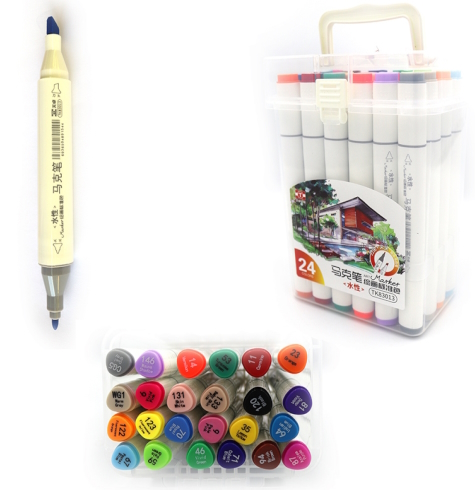 TK83013-24 Набір скетч маркер трикут. двостор. скош/кругл тонк TY 24шт. пластик контейн. з ручк, на