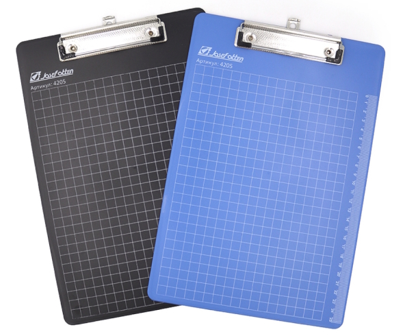 8004B (4205) Планшет А4 з лінійкою з металевим притиском, mix черн + синій, 1шт / етик.
