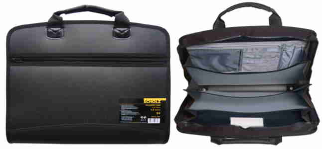 Портфель 4 відд., з органайз.,  B4, на блискавці, комбінов., чорн 5076 SOZ