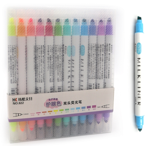 YZB-04428-822 Набір двухсторонніх текстовиділячів 12кол., 12шт/етик.