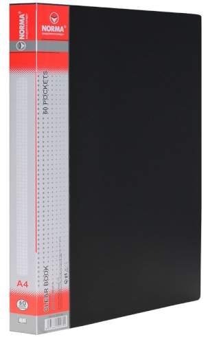 Папка з файлами, А4, 60ф, 650/25мкн PР, чорна, 5029-09N, NORMA