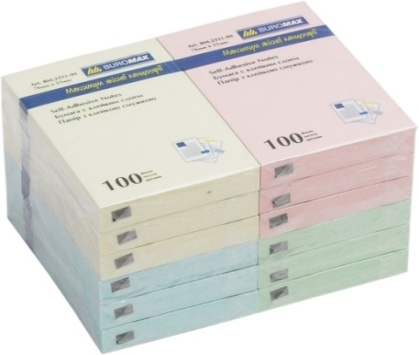 Блок для нотаток 51х76мм, 100арк., асорті, BUROMAX, BM.2311-99