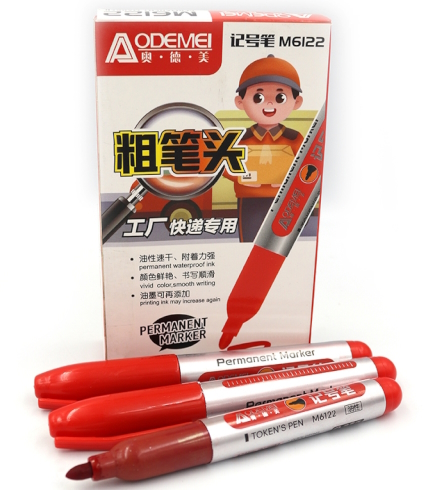 M6122-RD Маркер перманент.  Aodemei, червон.