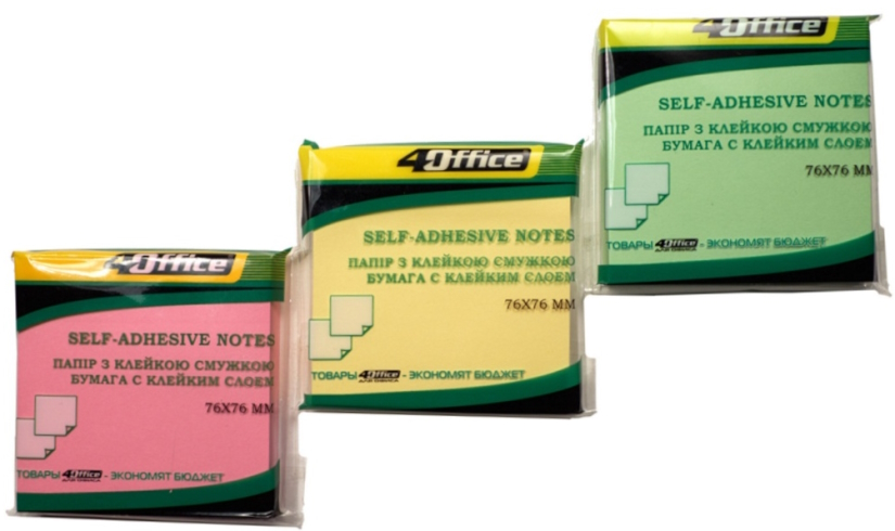 Папір.кл., 76х76мм, 100арк, кол. асорті, 4-423-22, 4Office