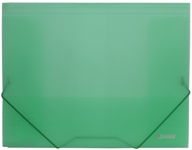 Папка на гумках., проз.,  А4, 500мкн, PP, зелен., 4-259-04, 4OFFICE