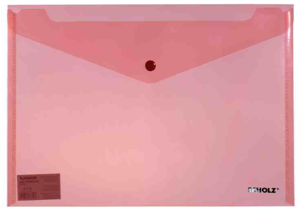 Папка з кнопкою, прозора, А4, РР 180мкн, червона, 03500, Scholz