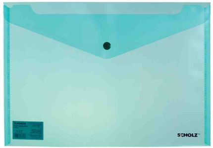 Папка з кнопкою, прозора, А4, РР 180мкн, зелена, 03500, Scholz