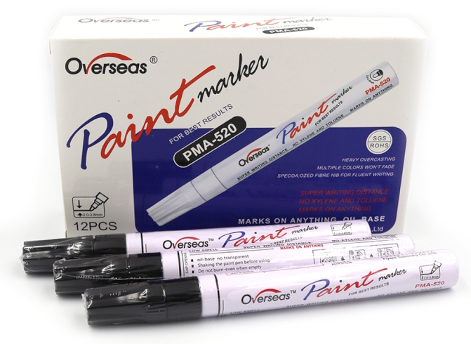 DSCN7501-BK Маркер-фарба чорний, 2.0-2.8mm 12шт/етикетка