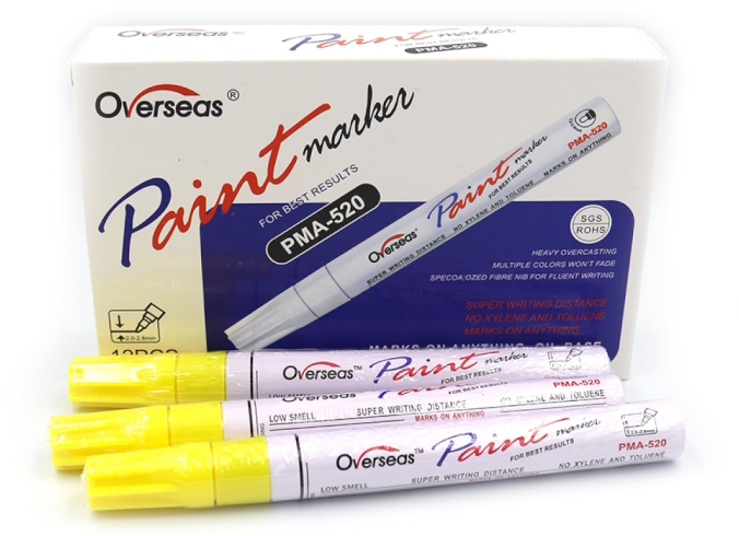 DSCN7501-YE Маркер-фарба лимонно-жовтий, 2.0-2.8mm 12шт/етикетка