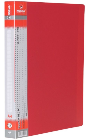Папка з файлами, А4, 40ф, 650/25мкн PР, червона, 5028-01N, NORMA