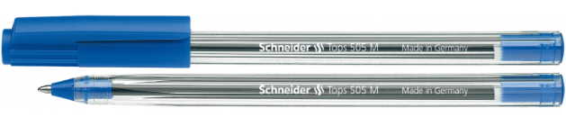 Ручка кулькова SCHNEIDER TOPS 505 М 0,7 мм. Корпус прозорий, пише синім, S150603