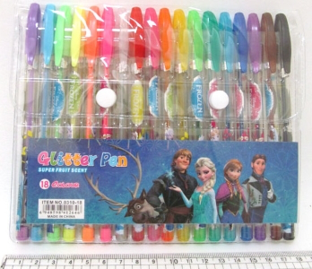 0310-18 (DSCN9799-18) Набір гелевих ручок глиттер + неон  PVC, 18 кол., 1шт / етик.