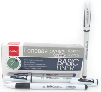 CL-801A Ручка гел чорн 0,5мм, білий корпус