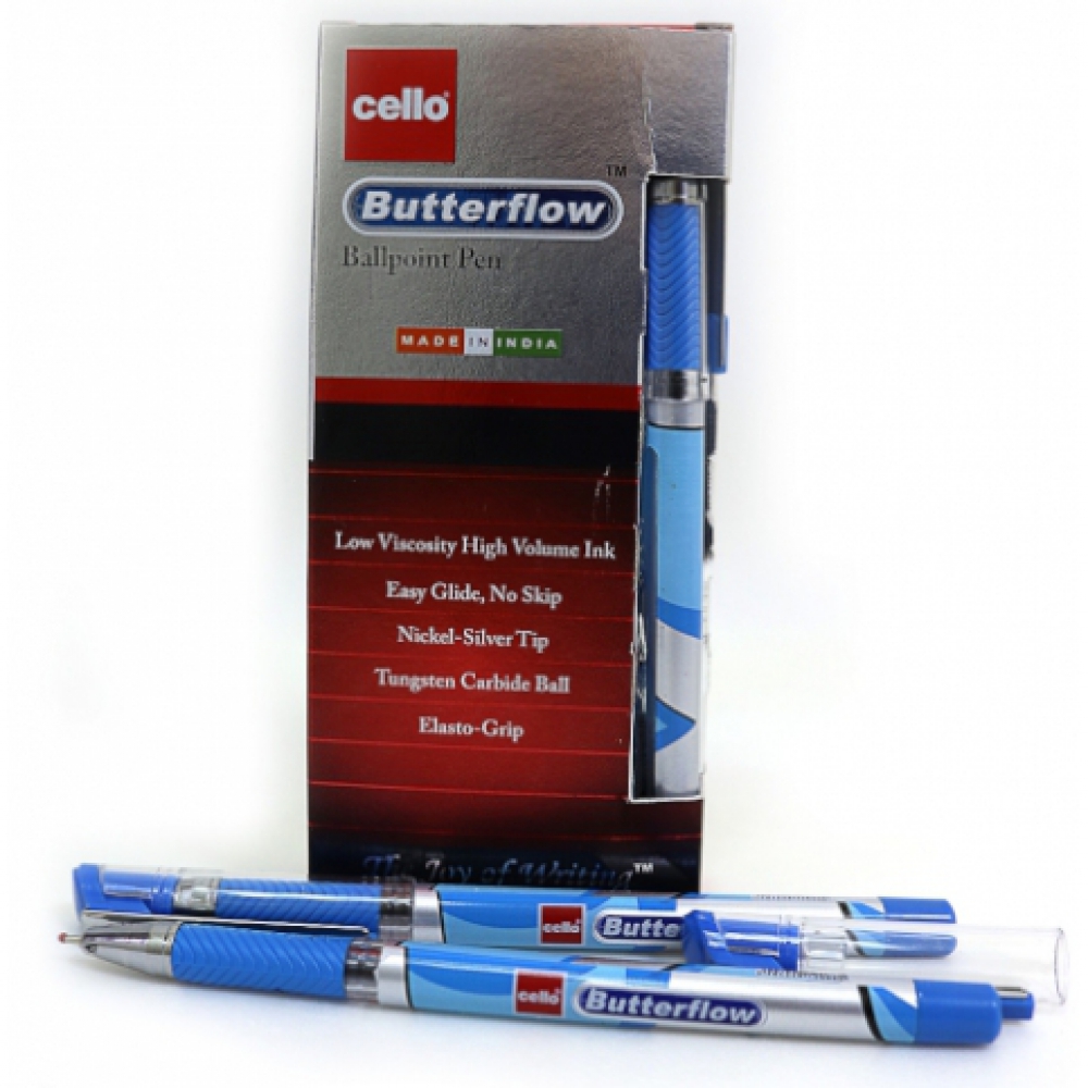Ручка Cello Butterflow SKU 12Box  0,7мм син.