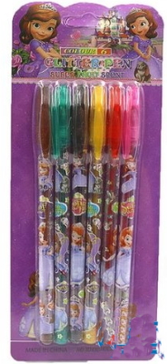 IMG_7676-6SF Набір дитячих гелевих ручок глиттер , блістер, 6 кол., 1шт / етик.