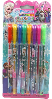 DSCN0362-8FR Набір гелевих ручок глиттер 8 кол., В блістері, 1шт / етик.