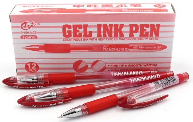 TZ501B Р-ка гелева Tianjiao, 0,5мм, червона, грип, без / етик.