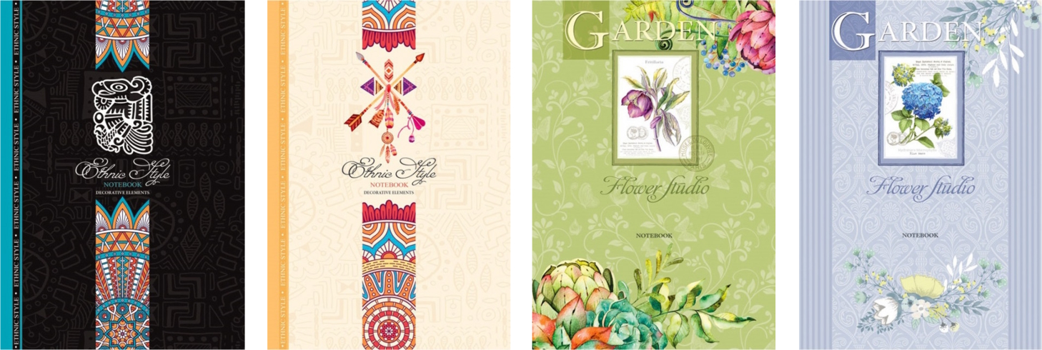 = Блокнот на скобі, 70г, В5, 48 аркушів, лінія, обкл.-металізована, вид 1665-1672