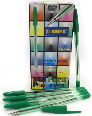 AA927 Ручка кулькова Beifa 0,5 мм - зелена. 50шт