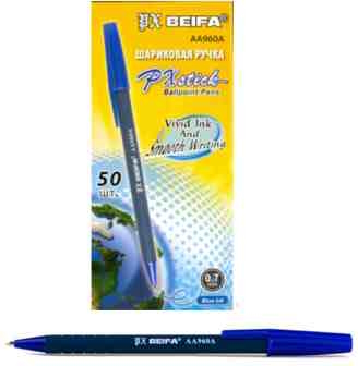 AA960A Ручка кулькова Beifa 0,7 мм - синя, 50 шт (оксамитова) RU