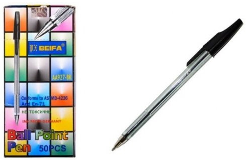 AA927 Ручка кулькова Beifa 0,5 мм - чорна, 50шт