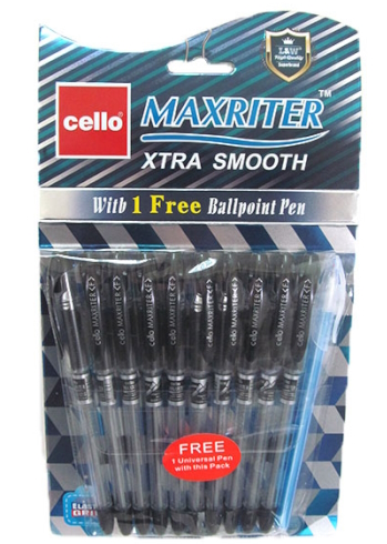 727 Ручка масл  Maxriter (чорна) NEW + 1 ручк. (Синій блістер) 10шт/этик