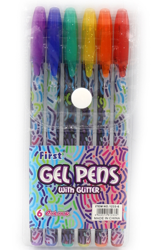 F1233-6 Набір гелевих ручок глиттер 