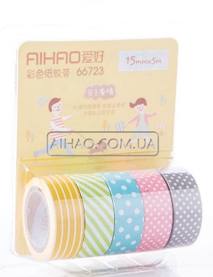 Декоративна клейка стрічка, розмір 15ммх5м, набір 5 штук, AH66723