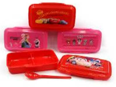 DSCN1033 Контейнер/їжі, 2 відд, ложка/виделка,п пластик,СВЧ, 20*14*6см,mix4