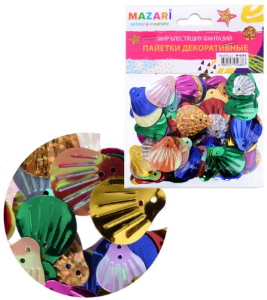 Паєтки декоративні SEASHELLS, розмір 10х18 мм, ОПП-упаковка з європідвісом(576/24) ST 4376