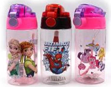 DSCN1067 Пляшка для води прозор.з петлею, 500мл,mix3, 1шт/етик.