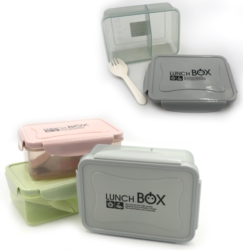 DSCN1029 Контейнер / їжі, 2 отд. ложка, п.пласт, СВЧ, 17 * 13 * 7 см, mix3, 1шт / етик.