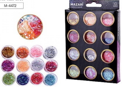 Набір конфетті декоративних №2, 12 кольорів*4г, картонна коробка ST 4472