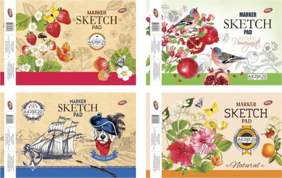 Скетчбук для маркерів  А4 на пружині, 20 арк
