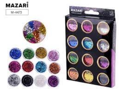 Набір блискіток декоративних №8, 12 кольорів*4 г, картонна коробка ST 4473