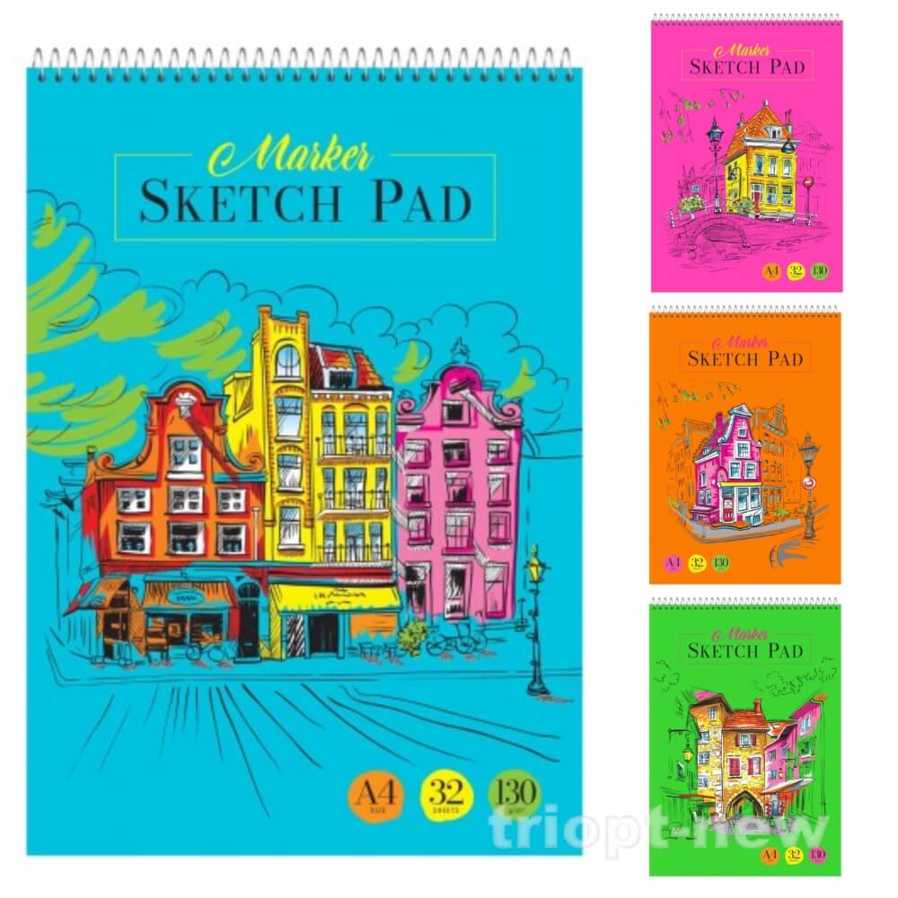 Sketch-book ф.А4  30 арк,цел.картон, глянцева ламінація; вн. блок- крейдований папір 130г/м2,пруж,СБ-4,  Рюкзачок