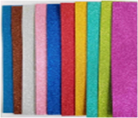 Набір кольорової пористої гуми з блискітками, клейова основа, товщ. 2мм., 10 аркушів, 10 кольорів, А4 ST 004