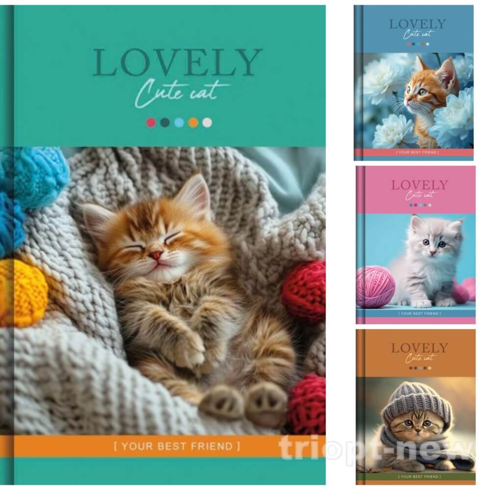 Блокнот А6 48 арк.,  серія «CUTE CAT», тв. пал., мікс, ТП-9, Рюкзачок