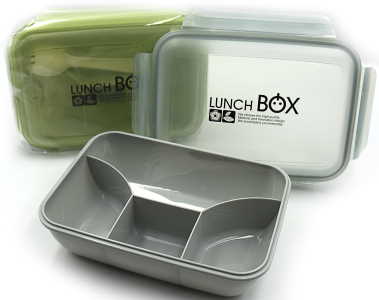 DSCN1027 Контейнер/їжі с ложка/виделка, 4 відділ, п пластик, СВЧ, 20*14*7см, mix3.1 шт/етик