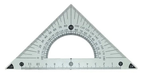 Трикутник 16см, білий з транспортиром, К-9031м