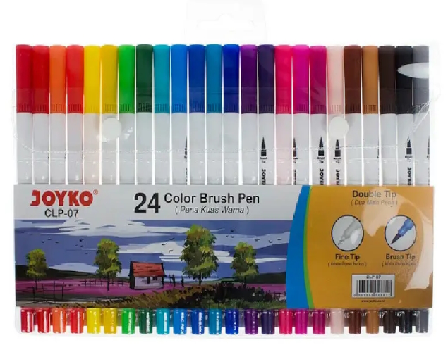 Фломастери двосторонні (пензлик/лінер) 24 кольори, CLP-07,ТМ