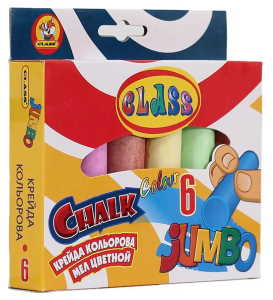 Крейда кольорова кругла, JUMBO, 6 кол,, 23*107мм,7605 CLASS