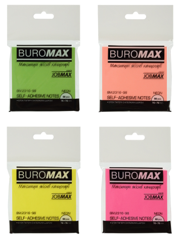 Блок для нотаток NEON 76х76мм, 80арк., асорті,BM.2316-98
