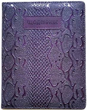 ЩОДЕННИК Шкільний 167х211мм, 48 арк, офсет 70г/м2, блок однокольоровий українською мовою. Штучна шкіра твердий, округлення кута. Нашивка з тисненням 