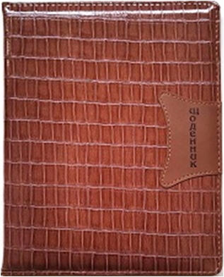 ЩОДЕННИК Шкільний 167х211мм, 48арк, оф. 70г/м2, блок однокольоровий Українською мовою. Обкладинка КОЖЗАМ тверда, округлення кутів. Нашивка з тисненням 